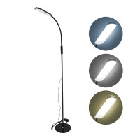 Lampa podłogowa LED z pilotem 10W czarna ściemnianie 3 barwy regulowana do salonu biura sypialni