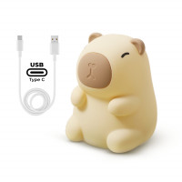 Lampka nocna LED 2,5 KAPIBARA – dotykowa, RGB i ciepłe światło, ściemnianie, ładowanie USB-C, silikonowa, bezprzewodowa
