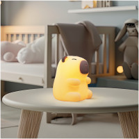 Lampka nocna LED 2,5 KAPIBARA – dotykowa, RGB i ciepłe światło, ściemnianie, ładowanie USB-C, silikonowa, bezprzewodowa