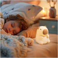 Lampka nocna LED 2,5 KAPIBARA – dotykowa, RGB i ciepłe światło, ściemnianie, ładowanie USB-C, silikonowa, bezprzewodowa