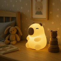 Lampka nocna LED 2,5 KAPIBARA – dotykowa, RGB i ciepłe światło, ściemnianie, ładowanie USB-C, silikonowa, bezprzewodowa