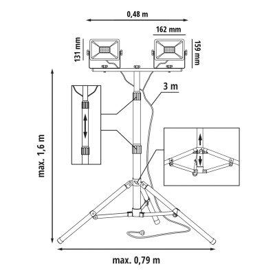 Naświetlacz LED TIGRA TRIPOD 2x50W 4000K IP54  LLS