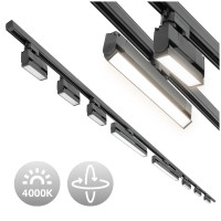 Zestaw Szynowy 3 fazowy szyna 2m + 1m + łącznik prosty + 6x lampy FLEX 12W + 2x lampy FLEX 36W zasilanie + zaślepka CZARNY