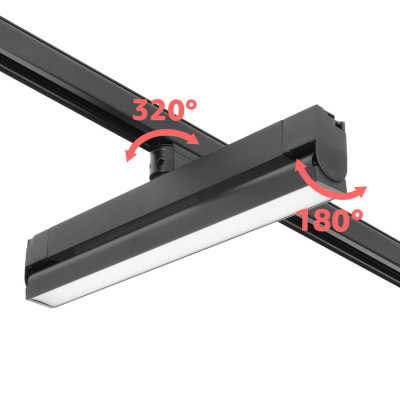 Zestaw Szynowy 3 fazowy szyna 2m + 1m + łącznik prosty + 6x lampy FLEX 12W + 2x lampy FLEX 36W zasilanie + zaślepka CZARNY