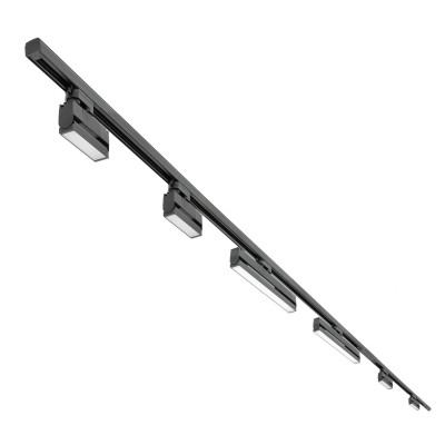 Zestaw Szynowy 3 fazowy szyna 2m + 1m + łącznik prosty + 4x lampy FLEX 12W + 2x lampy FLEX 36W zasilanie + zaślepka CZARNY