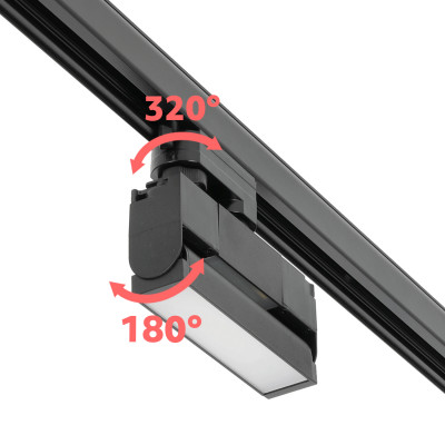 Zestaw Szynowy 3 fazowy szyna 2m + 1m + łącznik prosty + 6x lamp FLEX 12W + zasilanie + zaślepka CZARNY