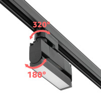 Zestaw Szynowy 3 fazowy szyna 2m + 1m + łącznik prosty + 6x lamp FLEX 12W + zasilanie + zaślepka CZARNY