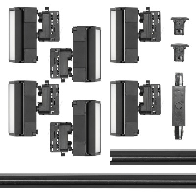 Zestaw Szynowy 3 fazowy szyna 2m + 1m + łącznik prosty + 6x lamp FLEX 12W + zasilanie + zaślepka CZARNY
