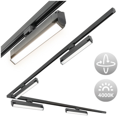 Zestaw szynowy 3 fazowy szyna 2m+2m, 4x Lampa FLEX 36W, łącznik L CZARNY komplet