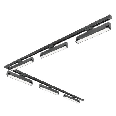 Zestaw szynowy 3 fazowy szyna 2m+2m, 6x Lampa FLEX 36W, łącznik L CZARNY komplet