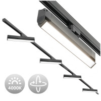 Zestaw Szynowy 3 fazowy 2x szyna 2m + łącznik prosty + 4x lamp FLEX 36W + zasilanie + zaślepka CZARNY
