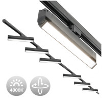 Zestaw Szynowy 3 fazowy 2x szyna 2m + łącznik prosty + 6x lamp FLEX 36W + zasilanie + zaślepka CZARNY