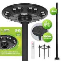 Oprawa Uliczna 15W Solarna Lampa Parkingowa Czujnik Ruchu Pilot + 4m Słup