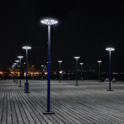 Oprawa Uliczna 15W Solarna Lampa Parkingowa IP54 Czujnik Ruchu Pilot + słup 4m 6500k