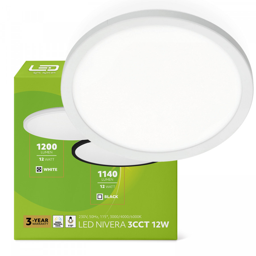 Plafon LED IP54 12W barwa światła 3000K-6000K. Nowoczesny, trwały i energooszczędny LLS