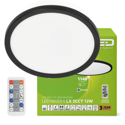 Plafon LED IP54 12W barwa...