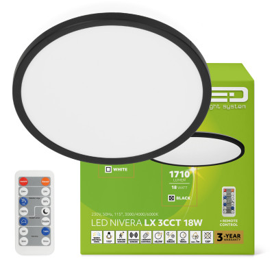 Plafon LED IP54 18W barwa...