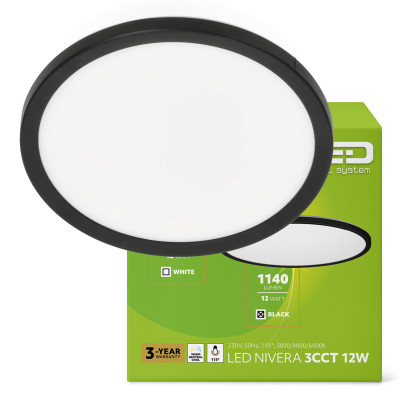 Plafon LED IP54 12W barwa...