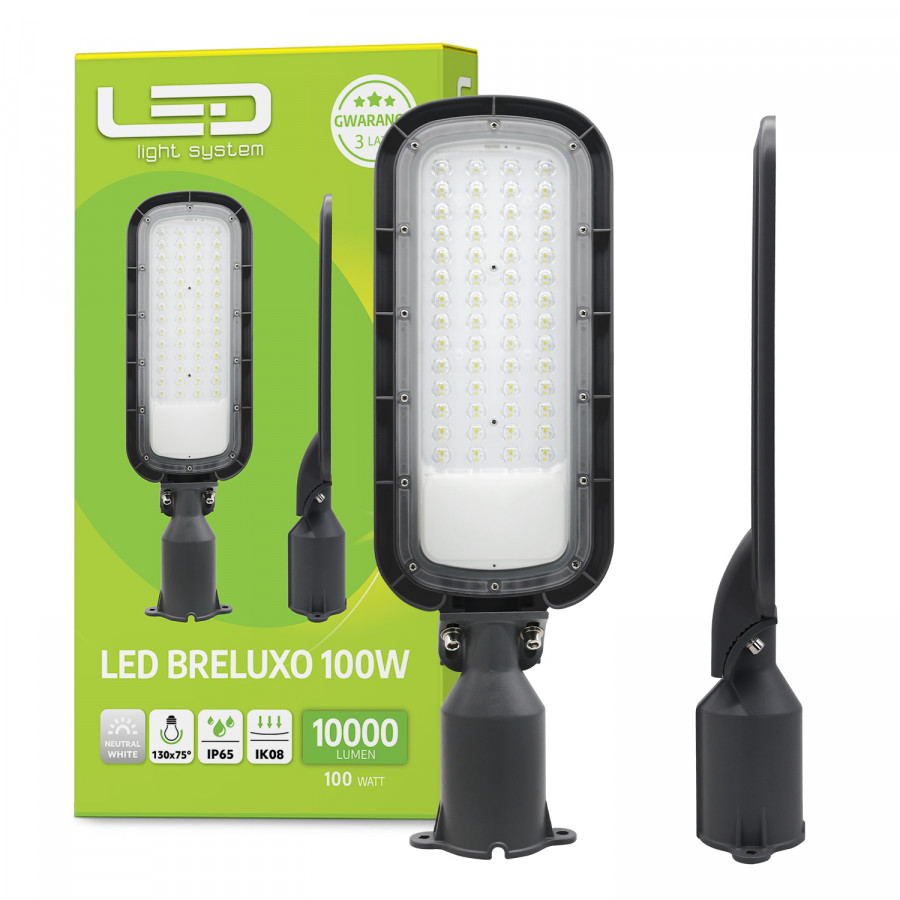 Lampa Uliczna LED 100W IP65 10000lm oświetlenie dróg, parkingów i chodników Premium