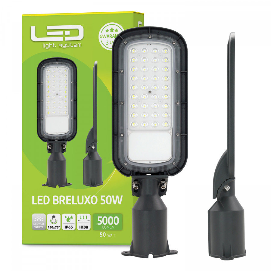Lampa Uliczna LED 50W IP65 5000lm oświetlenie dróg, parkingów i chodników Premium