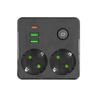 Rozgałęźnik LINEA PRO FL2 2gn+2USB/1USB-C czarny