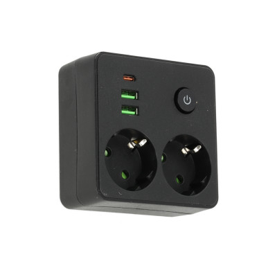 Rozgałęźnik LINEA PRO FL2 2gn+2USB/1USB-C czarny