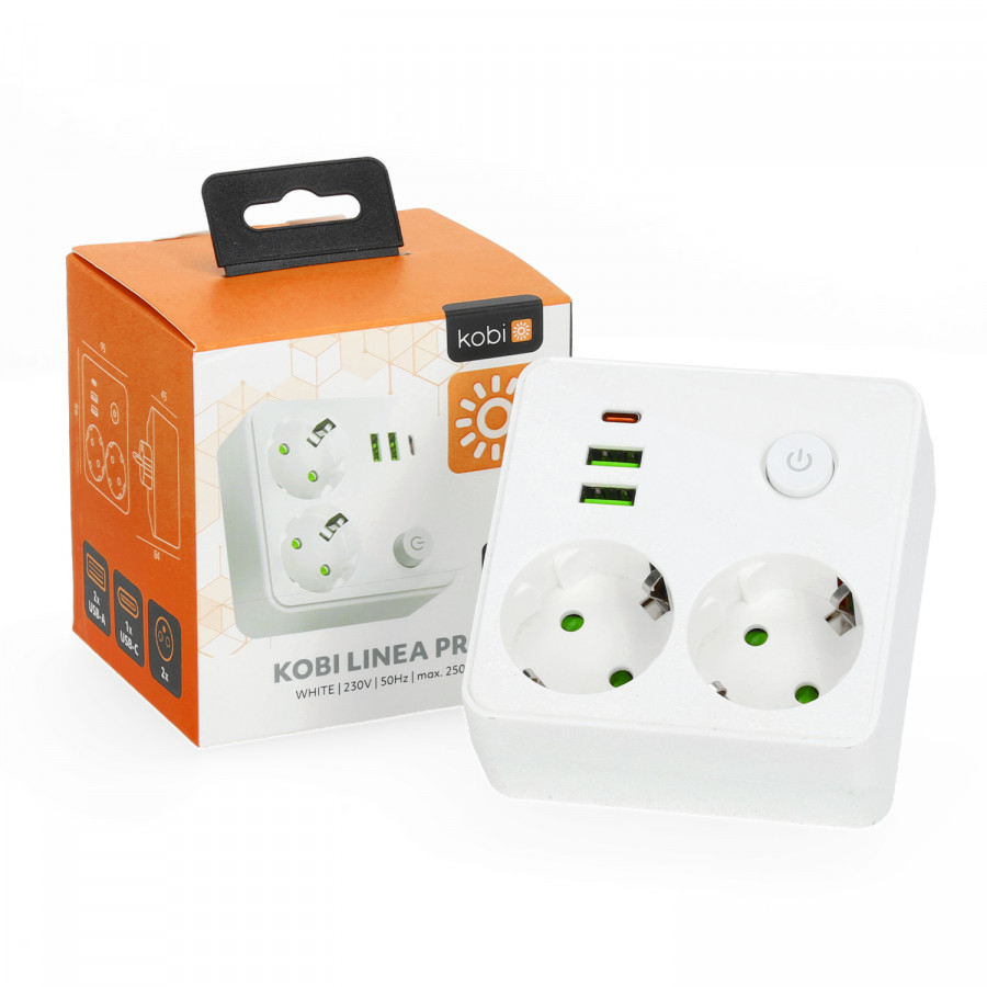 Rozgałęźnik LINEA PRO FL2 2gn+2USB/1USB-C biały