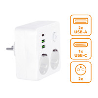Rozgałęźnik LINEA PRO FL2 2gn+2USB/1USB-C biały
