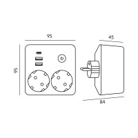 Rozgałęźnik LINEA PRO FL2 2gn+2USB/1USB-C biały
