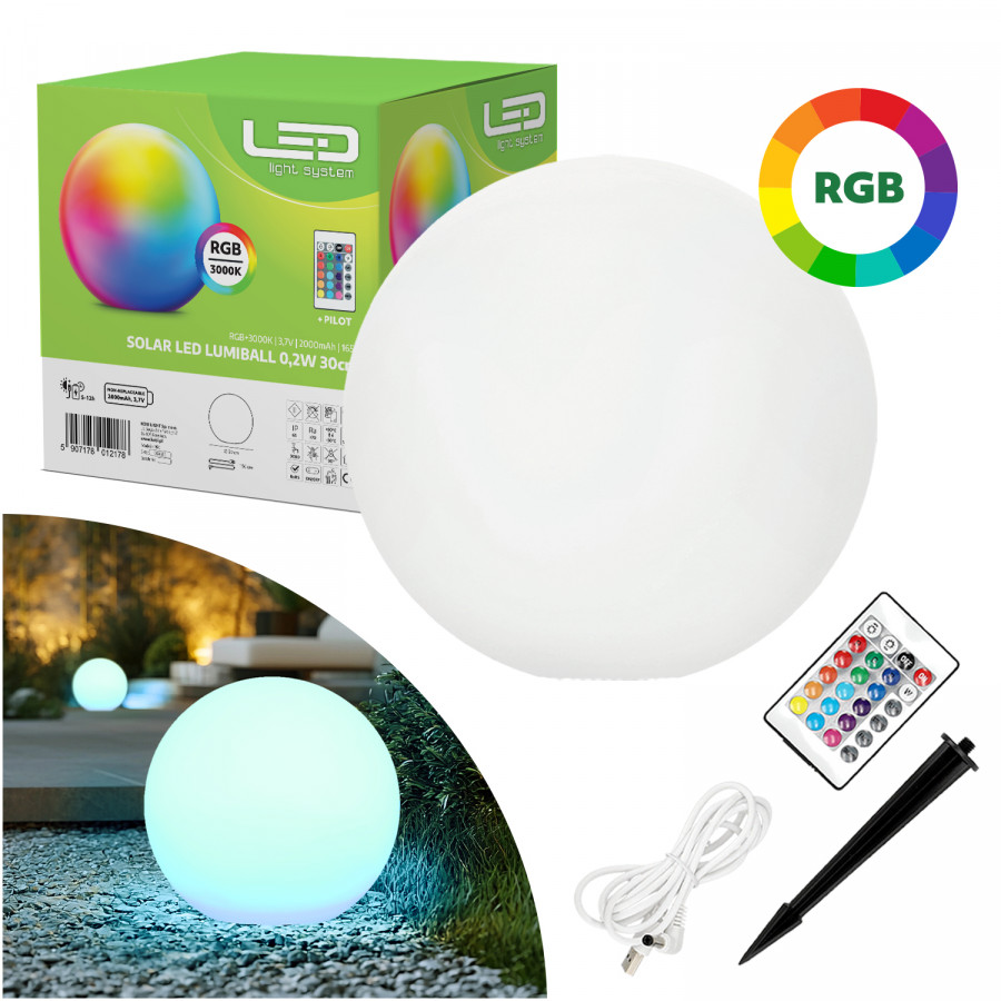 Lampa Solarna Ogrodowa LED Szpikulec 30cm RGB+3000K  LLS