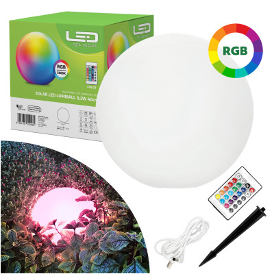 Lampa Solarna Ogrodowa LED Szpikulec RGB+3000K Lampion 40cm Pilot USB