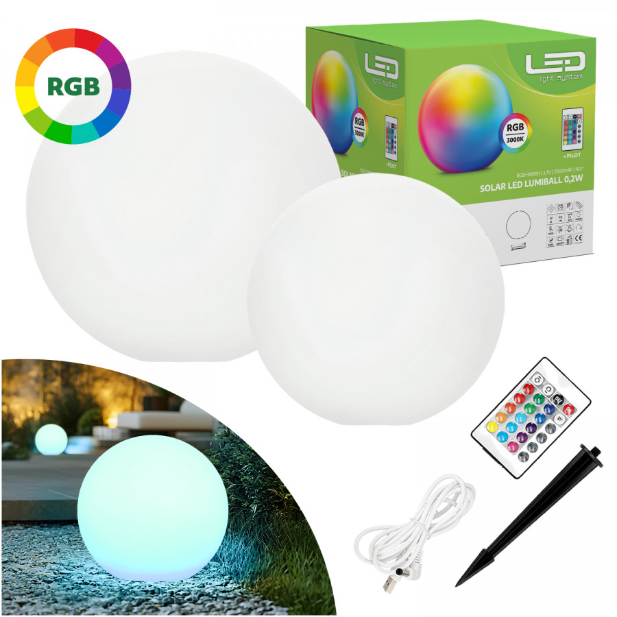 Zestaw Solar LED GARDEN BALL 30cm i 40cm RGB LLS