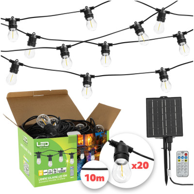 Girlanda Solarna Ogrodowa Lampki Solarne 20m 20X Żarówka LED E27 + Pilot E27