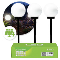 3x Lampa SOLARNA Ogrodowa LED BIAŁA KULA Wbijana 20cm