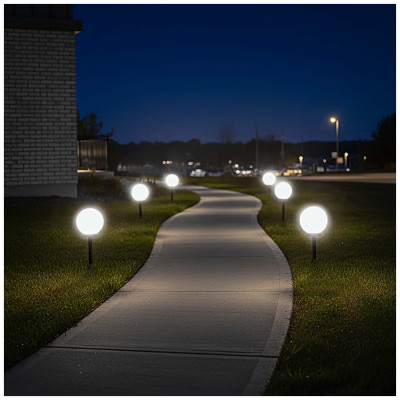 3x Lampa SOLARNA Ogrodowa LED BIAŁA KULA Wbijana 20cm
