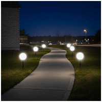 3x Lampa SOLARNA Ogrodowa LED BIAŁA KULA Wbijana 20cm