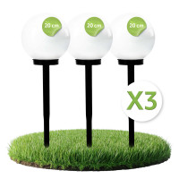 3x Lampa SOLARNA Ogrodowa LED BIAŁA KULA Wbijana 20cm
