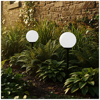 3x Lampa SOLARNA Ogrodowa LED BIAŁA KULA Wbijana 20cm