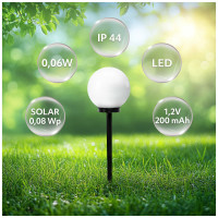 3x Lampa SOLARNA Ogrodowa LED BIAŁA KULA Wbijana 20cm