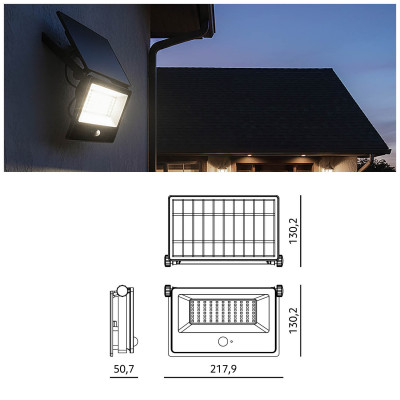 Naświetlacz Solar LED MOCNY 30W 2800lm IP54 Lampa Zewnętrzna Czujnik Ruchu