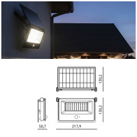 Naświetlacz Solar LED MOCNY 30W 2800lm IP54 Lampa Zewnętrzna Czujnik Ruchu