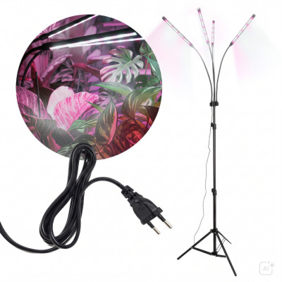 Lampa do Roślin LED do Doświetlania Wzrostu Hodowli 4 Ramiona 30W- TIMER