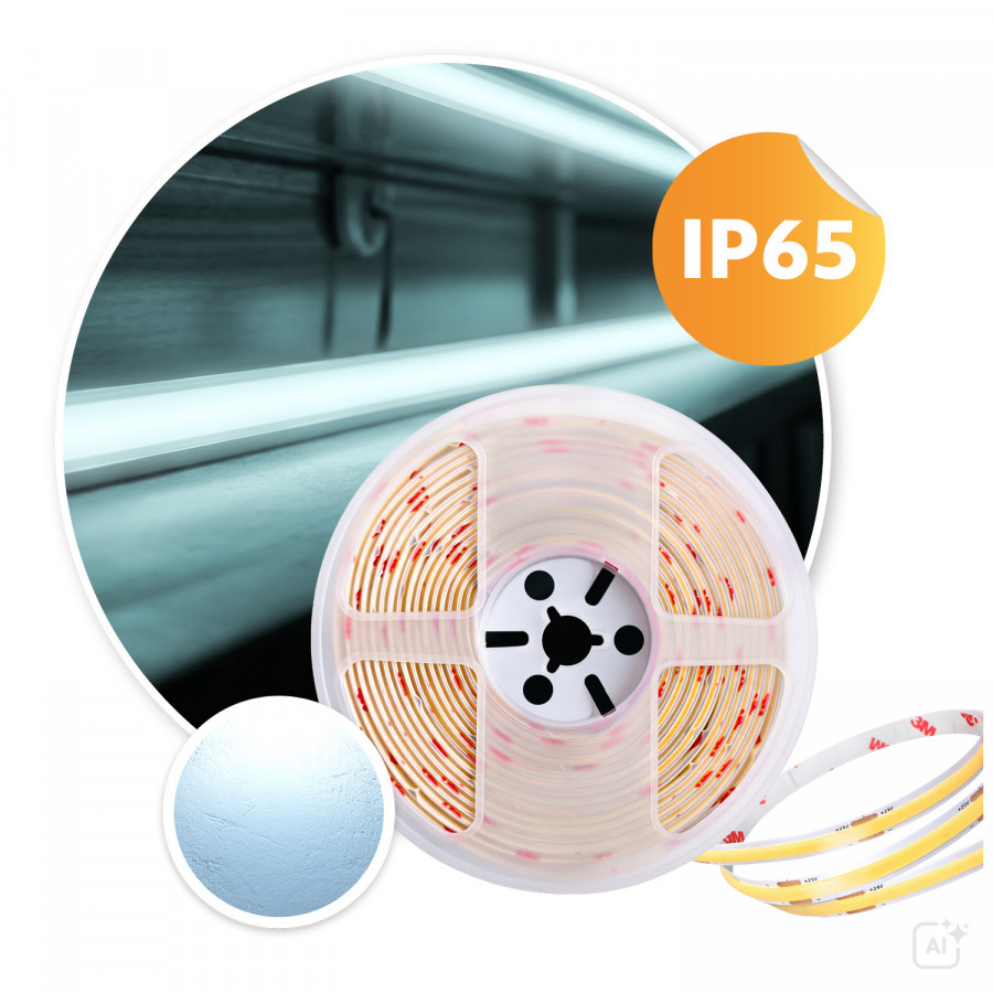 Taśma LED COB 24V 5m – jednolite światło bez widocznych punktów diod LED IP65 barwa zimna