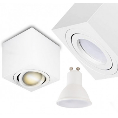Lampa Prostokątna LED Natynkowa Oprawa Halogenowa Plafon, H084 - Biała + Żarówka GRATIS!