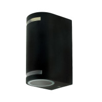 Lampa Ogrodowa Elewacyjna, Kinkiet Zewnętrzny Nowoczesny Q9R - Czarna + 2x Żarówka LED GU10 5W Ciepła