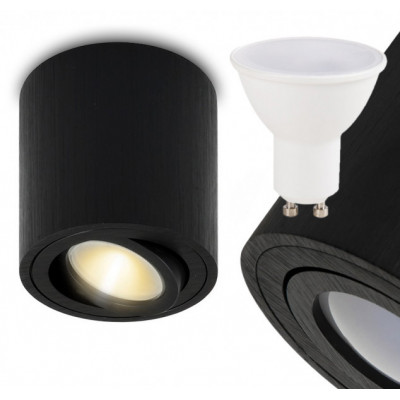 Lampa Tuba LED Natynkowa Oprawa Halogenowa Plafon, H084 - Czarna + Żarówka GRATIS!